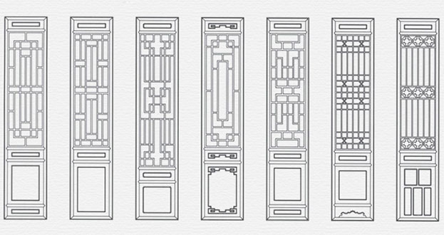 德保常用中式仿古花窗图案隔断设计图